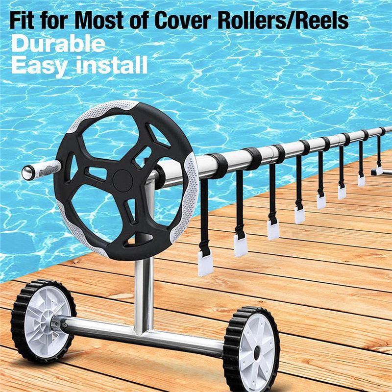 Reel Cover - ชุดสายรัดยึดม้วนผ้าคลุมสระว่ายน้ำ ABPF 24 ชิ้น ชุดสายรัดอเนกประสงค์สำหรับม้วนผ้าคลุมโซลาร์เซลล์ สายรัดไนลอนพร้อมหัวเข็มขัด