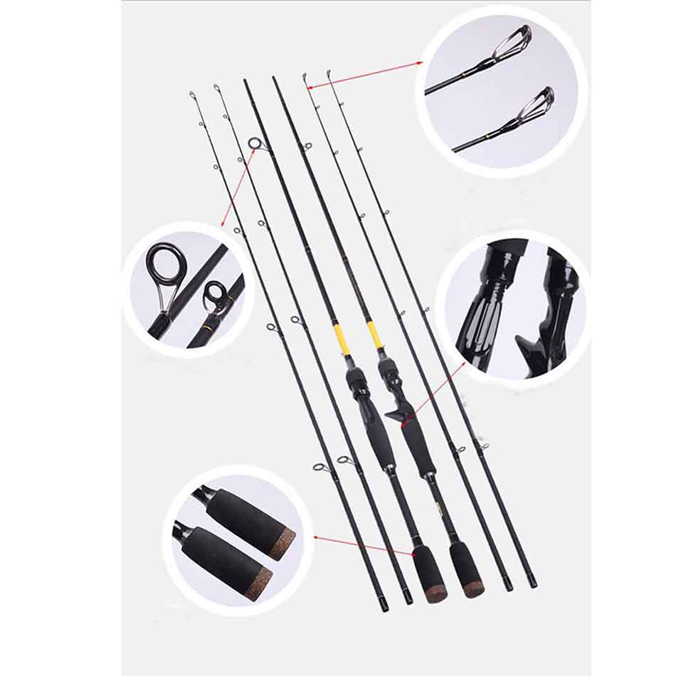 Spinning Reel - ชุดคันเบ็ดตกปลาแบบสปินนิ่งพร้อมรอกสามส่วนน้ำหนักเบาพิเศษ ดีไซน์ใหม่พร้อมวงแหวนคาร์บอนคู่